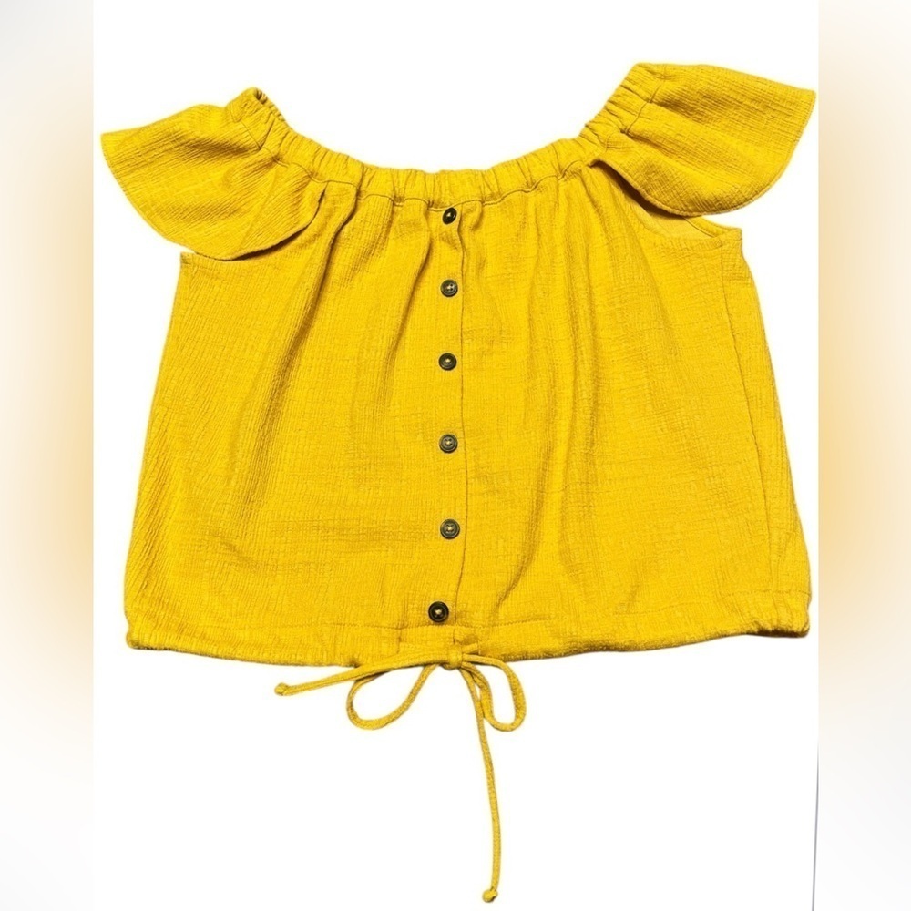 Madewell Texture & Thread Off-the-Shoulder Top Celestial Gold Size S - Picture 12 of 14